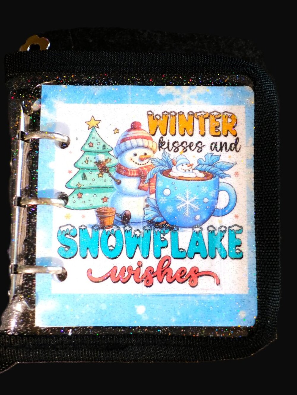Mini Coloring Book & Pencil Set, Handmade, Winter, binder cover, season, snow